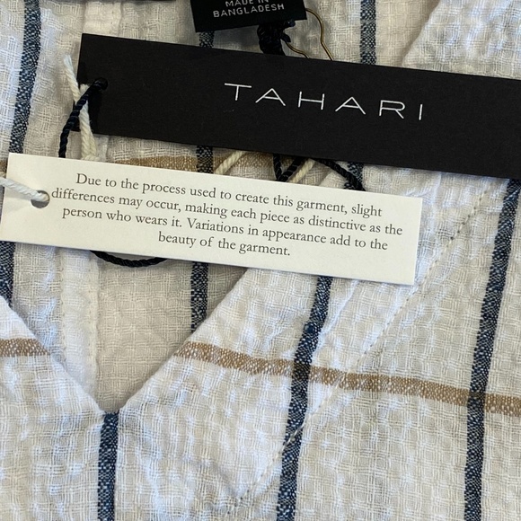 NWT Tahari Linen Windowpane V-Neck Top Size Small - Picture 7 of 8